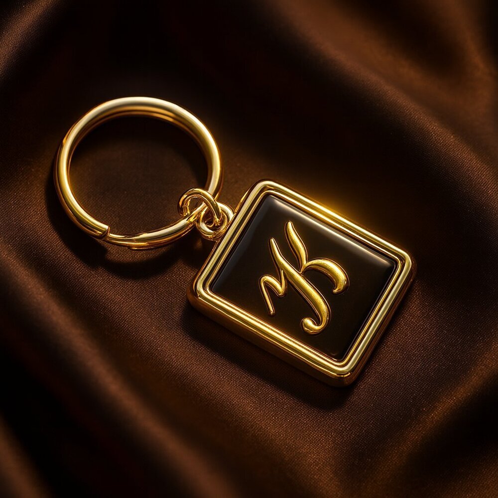 Gold Tone Rectangular Keychain with Initial "K" β Personalized Gift Accessory